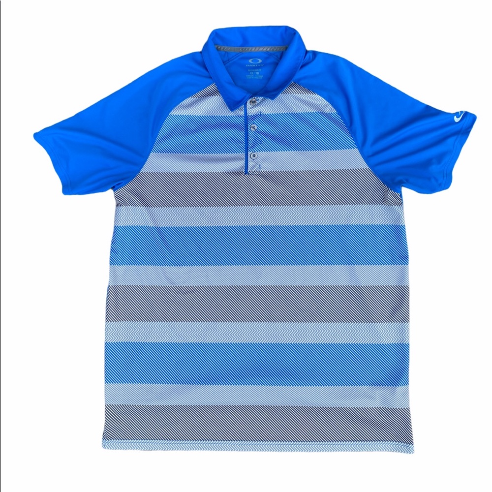 Oakley Ohydrolix Regular Mens XL Striped Golf Polo Shirt Quick Dry Lightweight